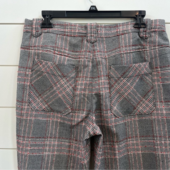 Free People Plaid Flare Pants Grey Brown Retro - Picture 5 of 7